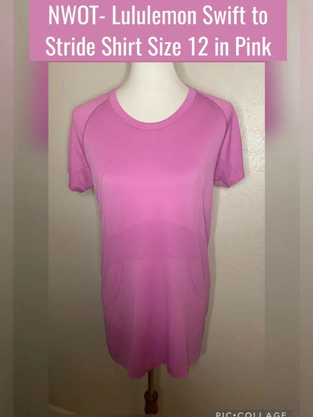 NWOT-Lululemon Swift Stride ShortSleeve Shirt Size 12 in Pink